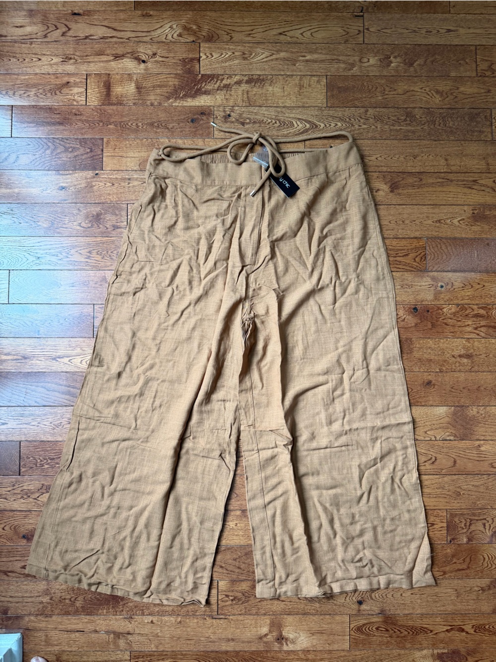 City Chic Wide-Leg Drawstring Pants in Camel
